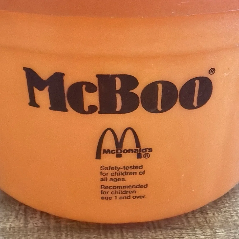 Vintage 1986 McDonald's McBoo Candy Boo Bucket Halloween Pumpkin Happy Meal Pail